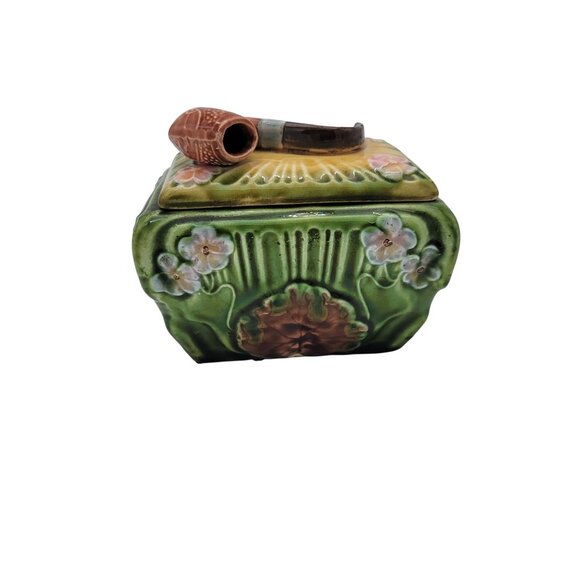 Antique Majolica Pipe Box Humidor - Picture 1 of 7